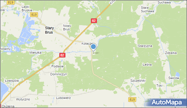 mapa Leśniczówka Kołacze, Leśniczówka Kołacze na mapie Targeo